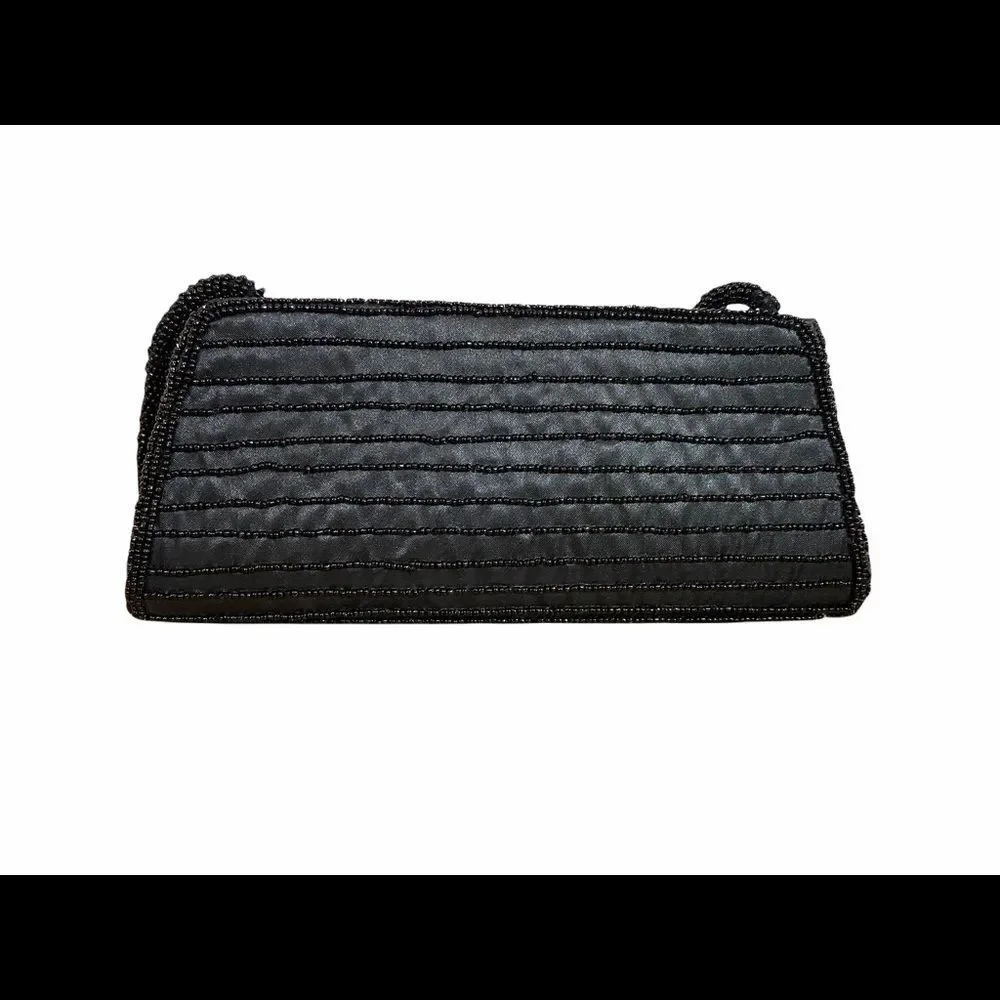 Bijoux Terner Vintage Black Beaded Special Occasion Clutch Handbag - Picture 2 of 5